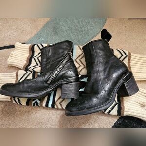 A.S.98 Black Ankle Boots with Floral Detail